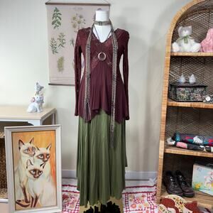 Asymmetric Hem Sheer Lace Top Forest Fairy Grunge Whimsy Nymphette Whimsigoth S